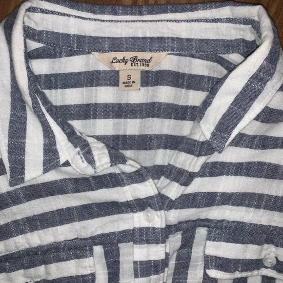 Lucky Brand Striped Button Down Tunic Top - Picture 6 of 6